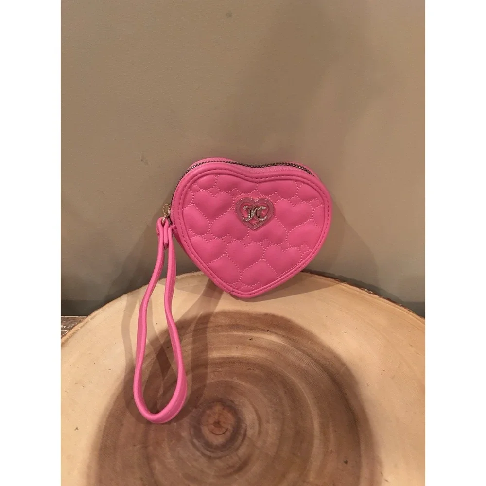 JUICY COUTURE‎ JUICY PINK FLAWLESS HEART ZIP AROUND WRISTLET WALLET BAG